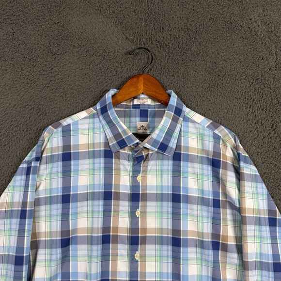 Peter Millar Shirt Mens XXL Blue Plaid Crown Sport Lightweight Stretch Button Up - Picture 2 of 14